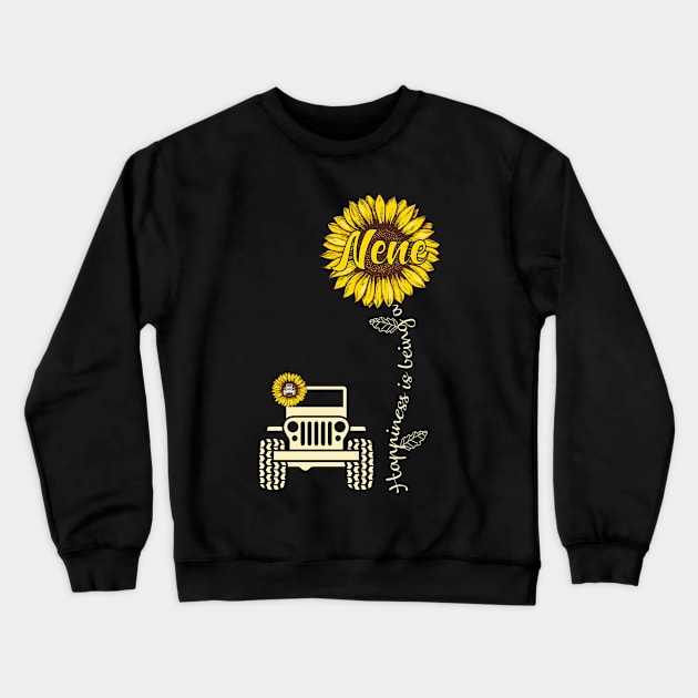 Jeep Sunflower Jeep Nene Happiness is being a Nene Jeep Women Crewneck Sweatshirt by Jane Sky